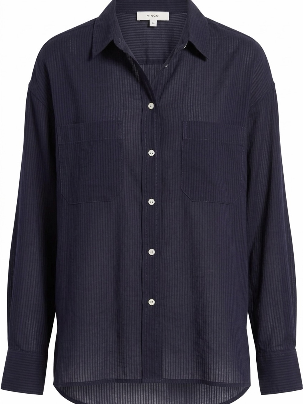 Vince Navy Pinstripe Long-Sleeve Button-Down Shirt